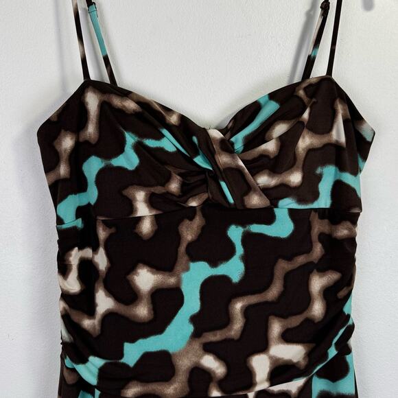 BISOU BISOU 90s Y2K Brown Blue Cheetah Print Dress Size 10 Funky Retro Vintage - Picture 8 of 10